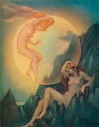 Sleeping Earth and Wakening Moon, c1905