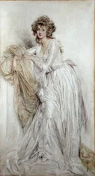 En edwardiansk dam (akvarell på papper)