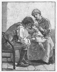 Scen från Silas Marner av George Eliot, 1882