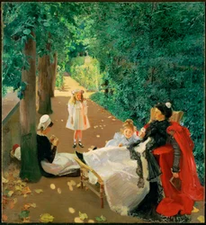 Besök i parken (målning på duk)