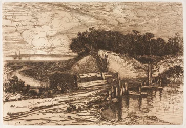 Gardiners Bay, Long Island, sett från Fresh Pond, 1881.