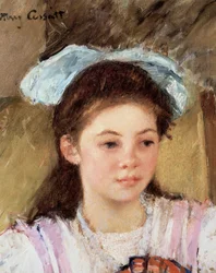 Ellen med en stor rosett i håret. Målning av Mary Cassatt (1845-1926)