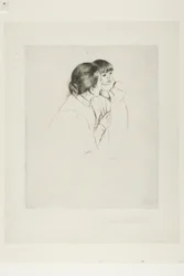 Bonde, mor och barn, ca 1895 (torrnål på elfenbenspapper)