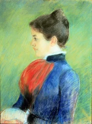 Profil av en kvinna som bär en Jabot (pastellfärgad på papper)