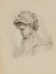 Utan titel Head of a Child Looking Down, 1878.