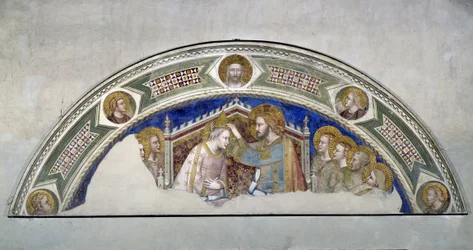 Jungfru Marias kröning. Målning av Maso di Banco (verksam mellan 1335 - 1346)