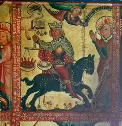 Målning som visar kejsaren Titus, 1300-talet