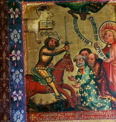 Målning som visar St Peter och St Pauls martyrskap, 1300-talet