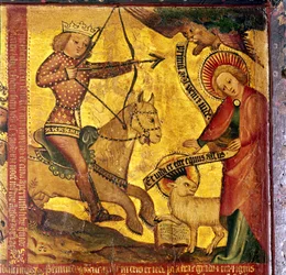 Den första ryttaren, identifierad med den romerske kejsaren Gaius AD37-41, 1300-1400-talet
