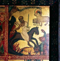 Apokalypsens fjärde ryttare, romerske kejsaren Domitianus, 1300-1400-talet
