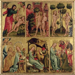 Inre högra flygeln av St. Peters Högaltar i Hamburg, Grabower Altaret, 1383 (tempera på panel)
