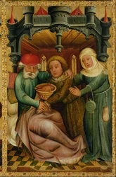 Den stulna välsignelsen från St. Peters högaltar i Hamburg, Grabower-altaret, 1383 (tempera på panel)