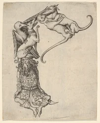 Bokstaven E, från alfabetet, 1466-67.