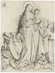 Madonna med ängel som ger rosor