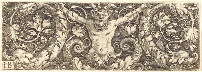 Prydnad med Fantastiska Satyr och delfiner