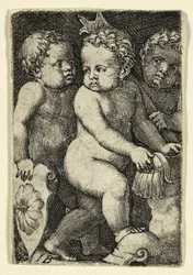 Tre Putti med rustning