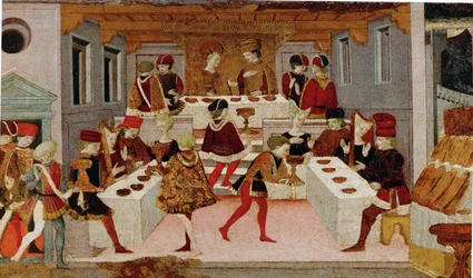 Sultanen av Babylons dotter vid en bankett (tempera på trä)