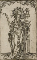 Saint Barbara med en palm och en bok