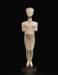 Cycladisk liggande kvinnofigur, namnet på Schuster-mästaren, Early Cycladic II, c.2400 f.Kr. (marmor)