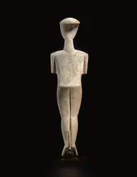 Cycladisk liggande kvinnofigur, namnet på Schuster-mästaren, Early Cycladic II, c.2400 f.Kr. (marmor)