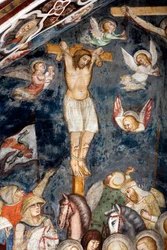 Den ångerfulla tjuven, korsfäst med Jesus, hans själ omfamnas av en ängel Representation av den gode tjuven, även kallad Saint Dismas