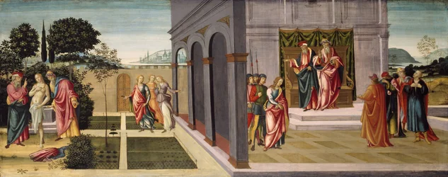 Susanna och de äldste i trädgården, och rättegången mot Susanna inför de äldste, ca 1500