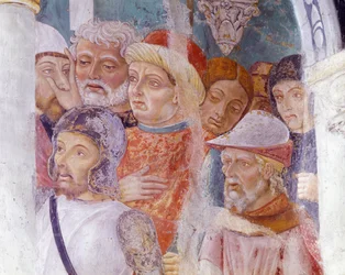 Italien, regionen Piemonte, Alessandria-provinsen, fresk i kapell vid basilikan Santa Maria Assunta