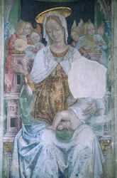 Italien, Piemonte, Serralunga di Crea, Sacro Monte di Crea, basilikan Santa Maria Assunta, kapell, fresk