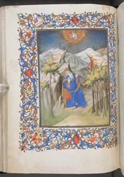 David vid bön, Anjou Hours, Egerton 1070, f.44v (vellum)