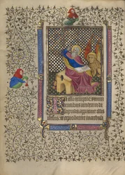 Sankt Markus, ca 1410 (temperafärger, bladguld, guldfärg  tusch)