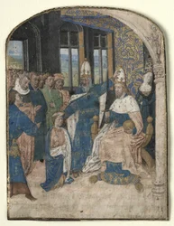 Miniatyr från en spekulum Historiale: Claudius utser Nero som sin efterträdare, 1447-60.