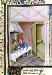 En scen ur Dekameronen, Salabetto och Iancofiore. 1430-1455 (miniatyr)