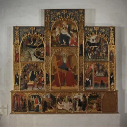 Returtabell med scener ur Saint Andrews liv, ca. 1420-30.