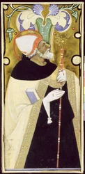 Historierad initial "I" som föreställer Sankt Augustinus.