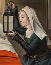 Detalj av den onde slaktaren, från St. Nicholas altartavla, ca 1486-93 (olja på panel)