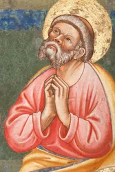"The Pentecost", Detalj med ett bedjande helgon, ca 1420 (fresk)