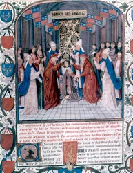 Kröningen av Henrik V av England, illustration ur ”Englands krönikor” av Jean de Wavrin