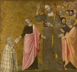 ""The Vision of Saint Clare of Rimini (1282-1326)"" Målning av Francesco da Rimini (aktiv ca 1333-1348) ca 1340 National Gallery London