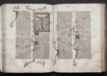 The Gotha Missal: Fol. 76v, Himmelsfärden, ca. 1375.