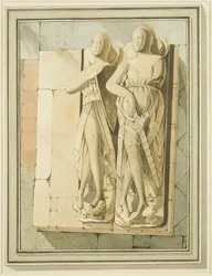 Bildningar av två riddare, "Maurice of Gaunt" och "Robert de Gourney" i St Mark