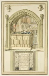Tomb of Robert Fitzharding, död 1170, i Bristol Cathedral, ca 1799 (akvarell på papper)
