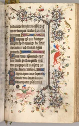 Timmar för Karl den ädle, kung av Navarra 1361-1425: fol. 195r, Text, ca. 1405.