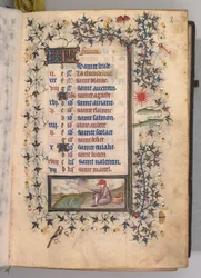 Timmar för Karl den ädle, kung av Navarra 1361-1425: fol. 2r, februari, c. 1405.