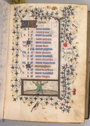 Timmar för Karl den ädle, kung av Navarra 1361-1425: fol. 3r, mars, c. 1405.