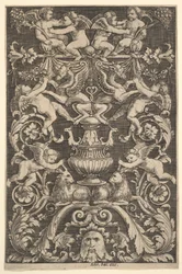 En prydnadspanel med putti, get och andra figurer, 1530-60.