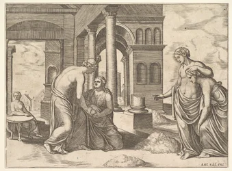 Plåt 22: Venus beordrar Psyche att sortera en hög med spannmål, från 