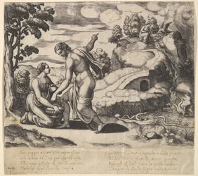 Venus beordrar Psyche att ta vatten från en fontän som bevakas av drakar, från 