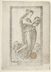 Erato-lyrik och kärlekspoesi från Tarocchi-serien D..., före 1467.