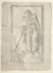Saturnus från Tarocchi, serie A: Universums firmament, #47, före 1467.