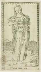Terpsichore, tallrik tretton från Apollo and the Muses